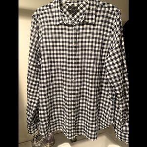J Crew long sleeve navy checked blouse